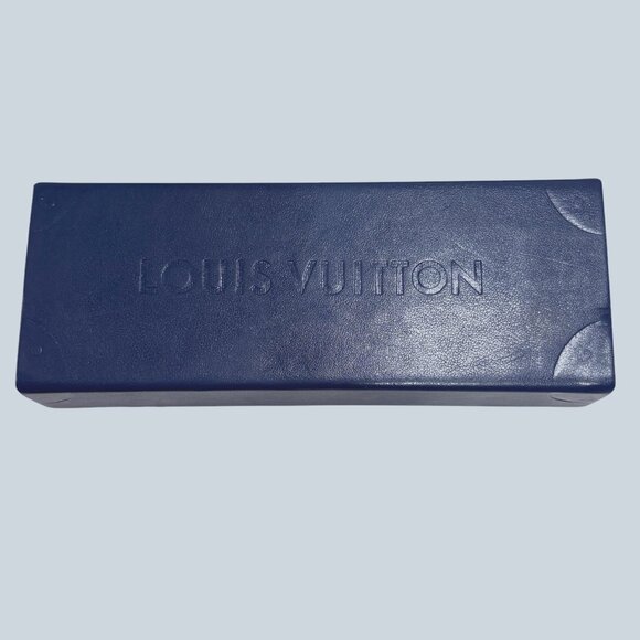 Louis Vuitton Navy Blue Leather Box Sunglasses Case Napa Exterior Suede Interior - Picture 2 of 6